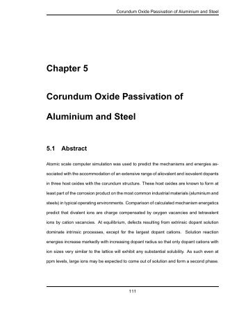 Corundum Oxde Passivation of Aluminium and Steel - Atomistic ...