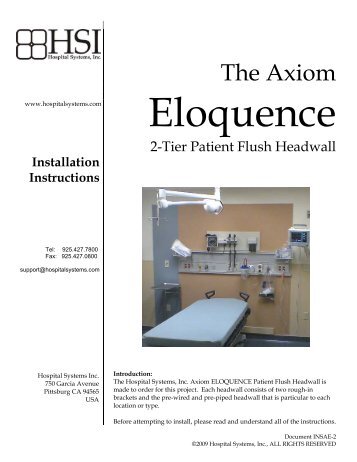 Installation Instruction for Axiom Headwall - Hospital Systems, Inc.