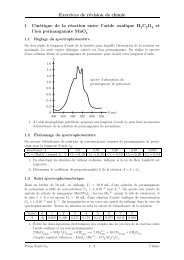 Exercices de rÃ©vision de chimie 1 CinÃ©tique de la rÃ©action entre l ...