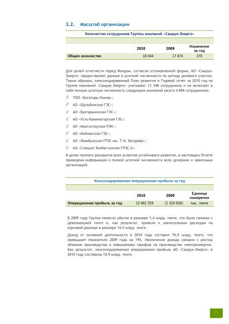 Отчет по устойчивому развитию за 2010 г. - Самрук-энерго