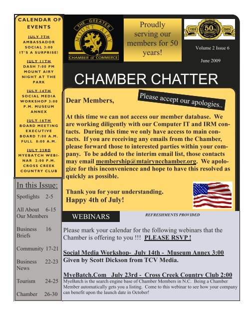 June Newsletter - Greater Mount Airy Chamber of Commerce