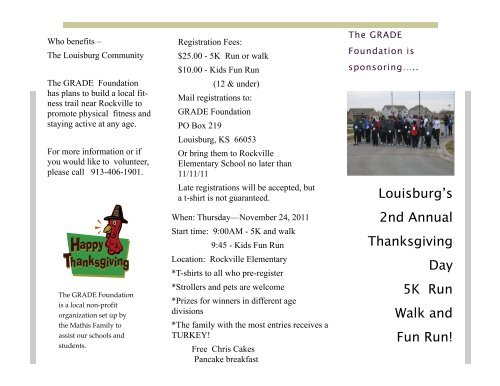 Louisburg's 2nd Annual Thanksgiving Day 5K Run Walk and Fun Run!