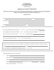 Student Employee Application Form - Career Center - College of ...