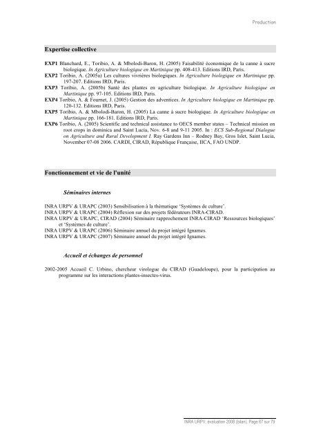 Bilan-Scientifique UR979 - Inra