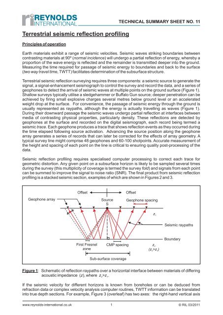 Seismic Reflection Profiling Terrestrial seismic reflection profiling - Reynolds International Ltd