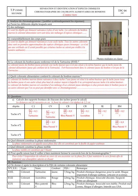 correction tp chromatographie - S. Tatulli