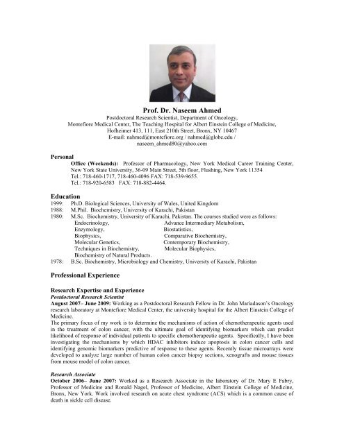 Prof. Dr. Naseem Ahmed - Pakistan Journal of Pharmaceutical ...