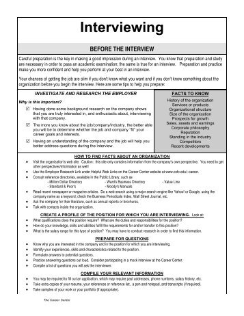 Interview Skills Packet - Career Center - College of Charleston