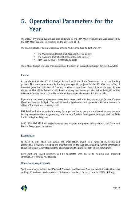 Business Plan 2013-2014 - RDA Murraylands & Riverland Inc