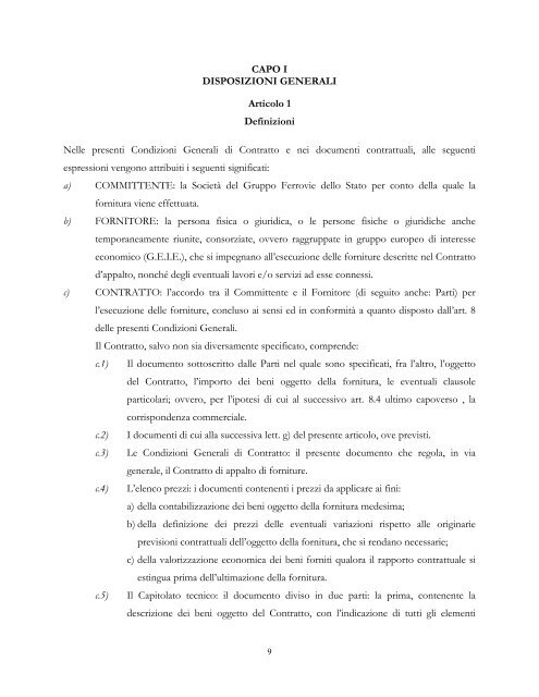 Condizioni Generali di Contratto per gli Appalti di ... - Gare di Trenitalia