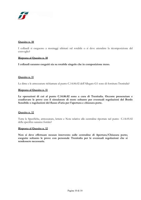 risposte ai quesiti e proroga scadenza dei termini ... - Gare di Trenitalia