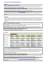 Y7 Term 1 Curriculum Overview Maths English ... - St. John's School