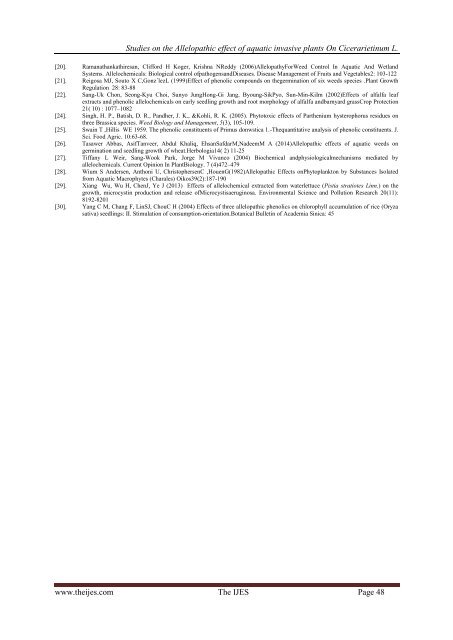 Studies on the allelopathic effect of aquatic invasive plants on Cicer arietinum L.