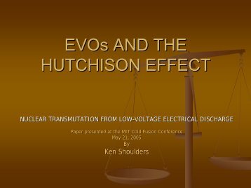 EVOs AND THE HUTCHISON EFFECT