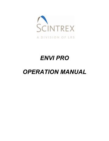 ENVI PRO OPERATION MANUAL - Scintrex