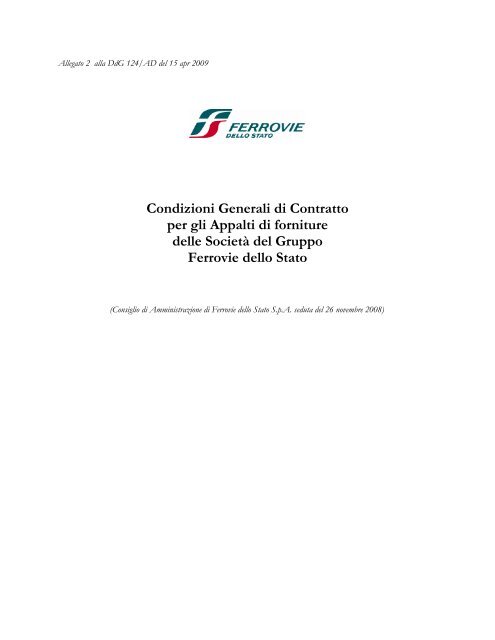 Condizioni Generali di Contratto per gli Appalti di forniture delle ... - Rfi