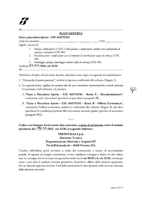 Disciplinare di gara (.pdf 1008 KB ) - Gare di Trenitalia