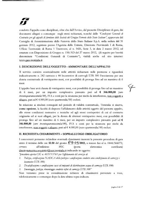 Disciplinare di gara (.pdf 1008 KB ) - Gare di Trenitalia