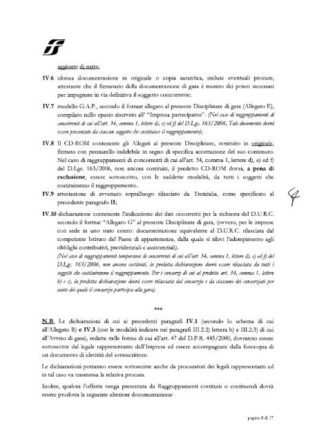 Disciplinare di gara (.pdf 1008 KB ) - Gare di Trenitalia