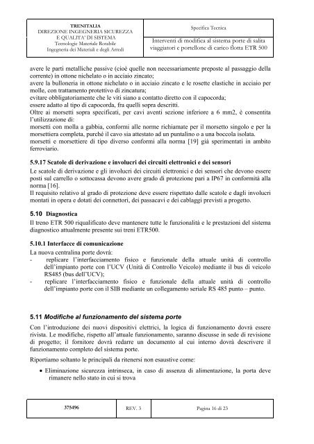 375496 Interventi di modifica al sistema porte di ... - Gare di Trenitalia