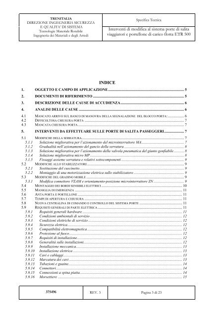375496 Interventi di modifica al sistema porte di ... - Gare di Trenitalia
