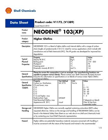 NEODENE 103 (XP) datasheet