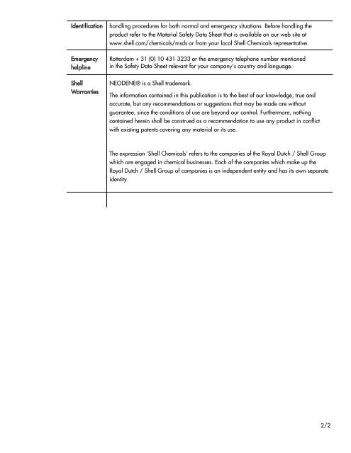 NEODENE 103 (XP) datasheet