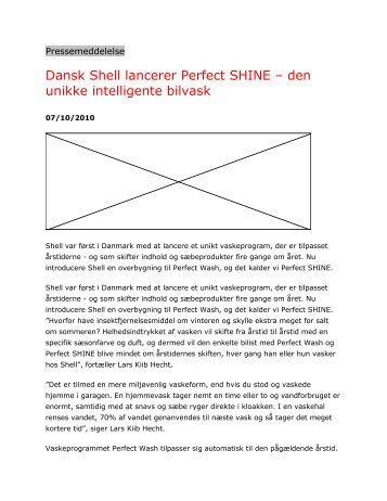 Dansk Shell lancerer Perfect SHINE â den unikke intelligente bilvask