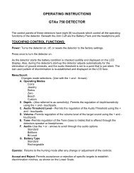 OPERATING INSTRUCTIONS GTAx 750 DETECTOR - Garrett