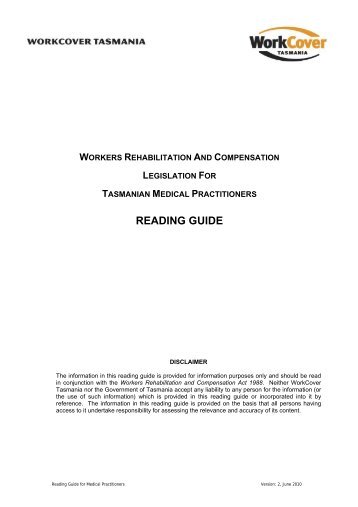 Reading Guide for Medical Practitioners - WorkCover Tasmania