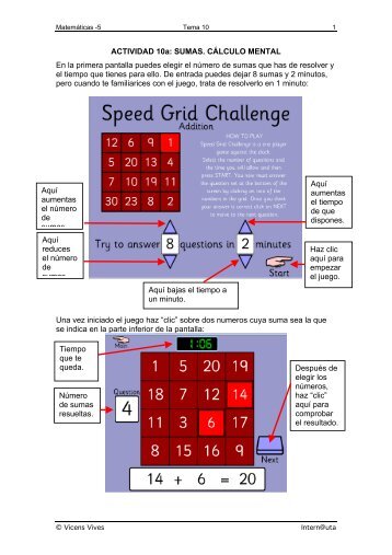 ACTIVIDAD 10a: SUMAS. CÃLCULO MENTAL En la ... - Vicens Vives