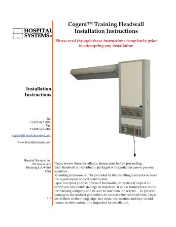 Cogentâ¢ Training Headwall Installation Instructions - Hospital ...