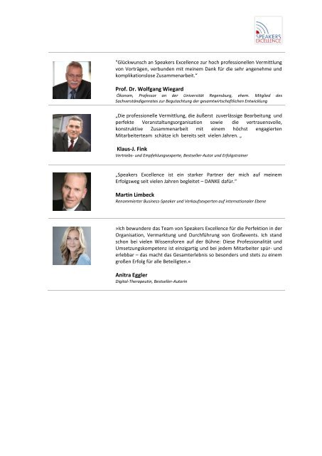 Top 100 Redner & Experten über die Speakers Excellence