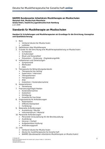Deutsche Musiktherapeutische Gesellschaft online Standards für ...