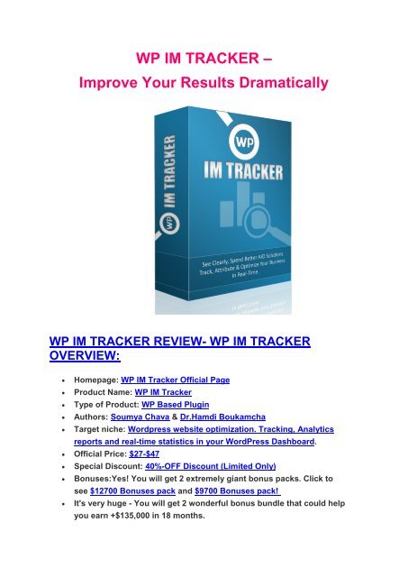 Hidden features review of WP IM Tracker and special $9700 bonus