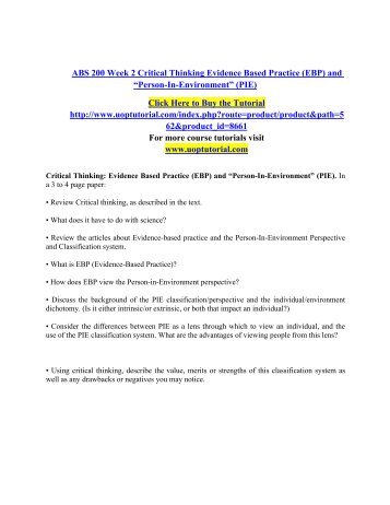 ABS 200 Week 2 Critical Thinking Evidence Based Practice 2/Uoptutorial