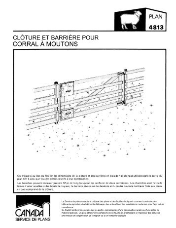 Feuillet de Clôture et Barrière pour Corral à Moutons - Canada Plan ...