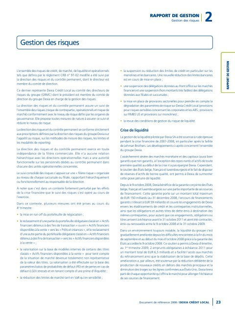 Rapport annuel 2008 - Dexia Crédit Local