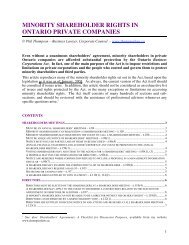 Minority Shareholder Rights in Ontario Private Companies