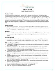 JOB DESCRIPTION Social Worker (1.0 FTE) - South East Toronto ...