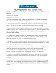 data a click away - South East Toronto Family Health Team