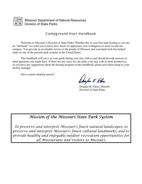 Campground Host Handbook - Missouri State Parks