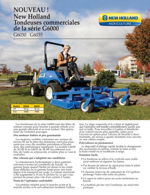 New Holland Tondeuses commerciales de la série G6000 NOUVEAU !