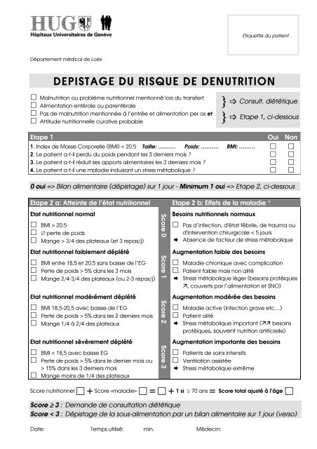 DÃ©pistage du risque de DÃ©nutrition