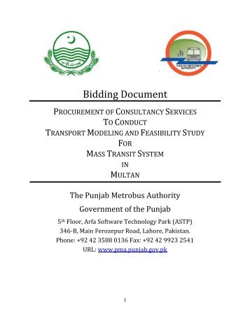 Bidding Document - ppra services portal - Punjab