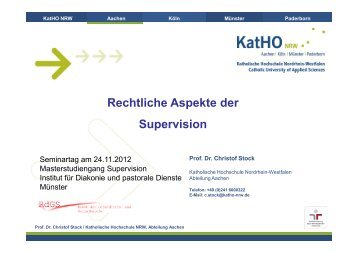 Rechtliche Aspekte der Supervision Supervision - RdGS