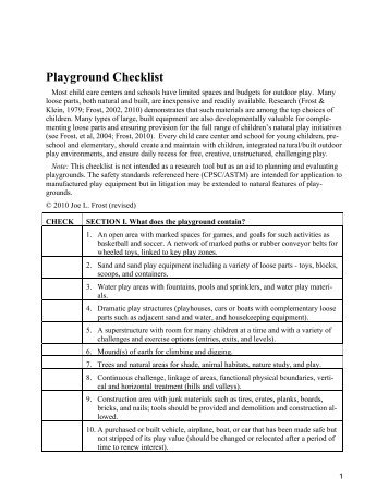 Playground Checklist - Texas Association for the Education of ...