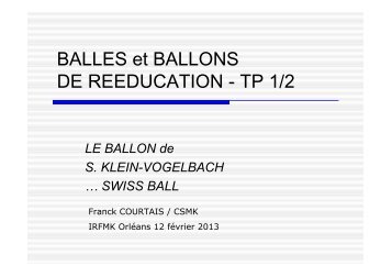 BALLES et BALLONS DE REEDUCATION - TP 1/2 - KINE CENTRE