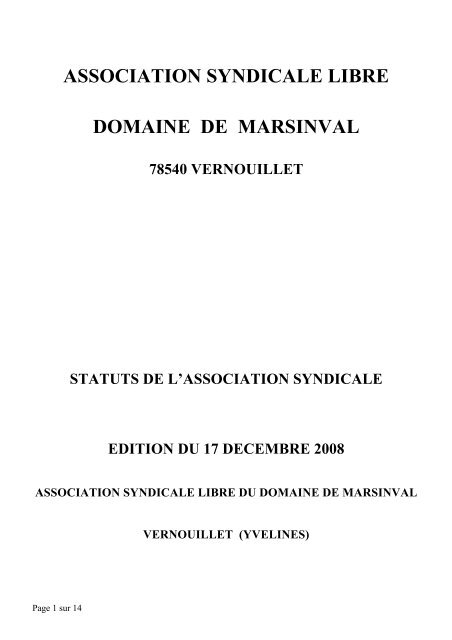 ASSOCIATION SYNDICALE LIBRE DOMAINE DE MARSINVAL