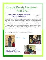 Coward Family Newsletter June 2011 - My Family Names.Com